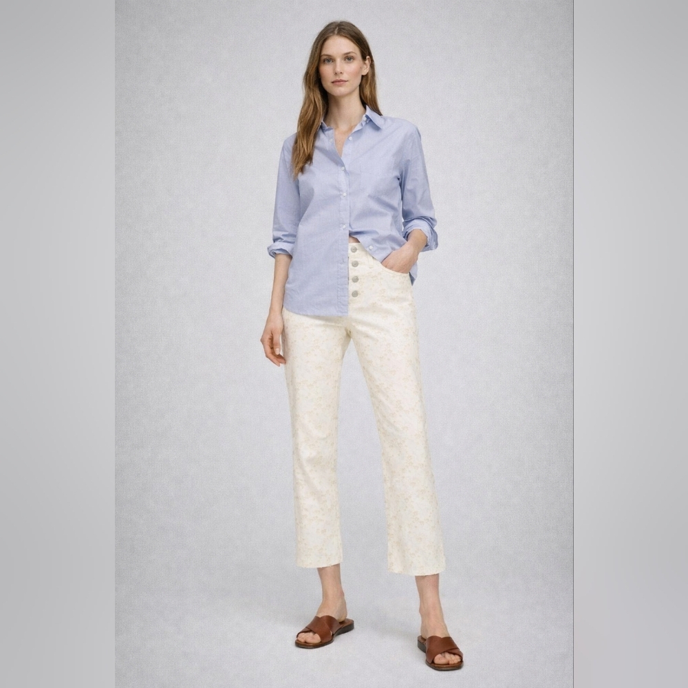 NEW J. Crew Size 26 Billie Demi Boot Crop Cream Eyelet Denim Pants Jeans
